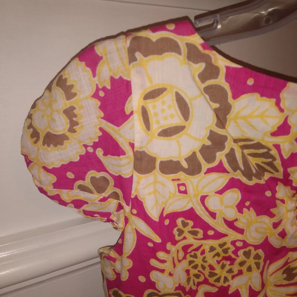 J.Crew brand cotton Cap Sleeve Pink Yellow Floral size 2